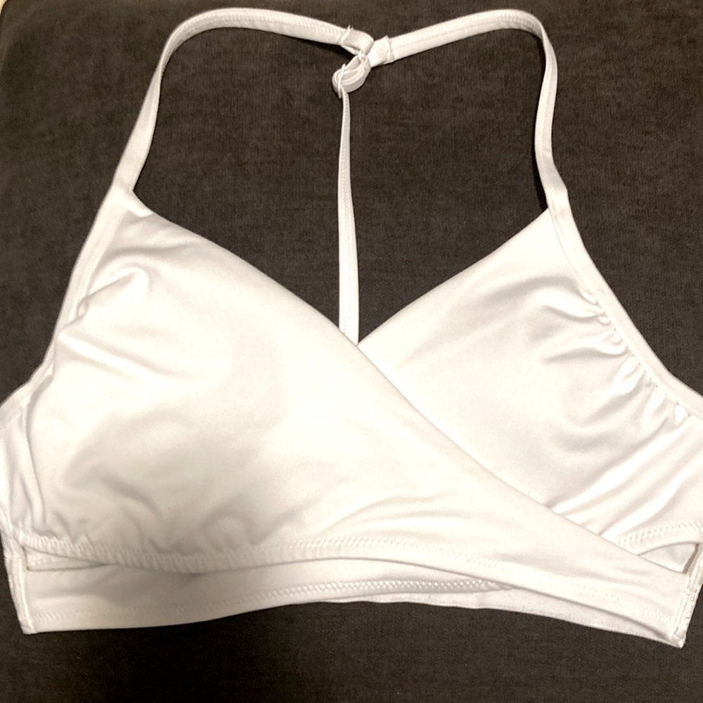 PINK active sports lightly lined white bikini top size medium